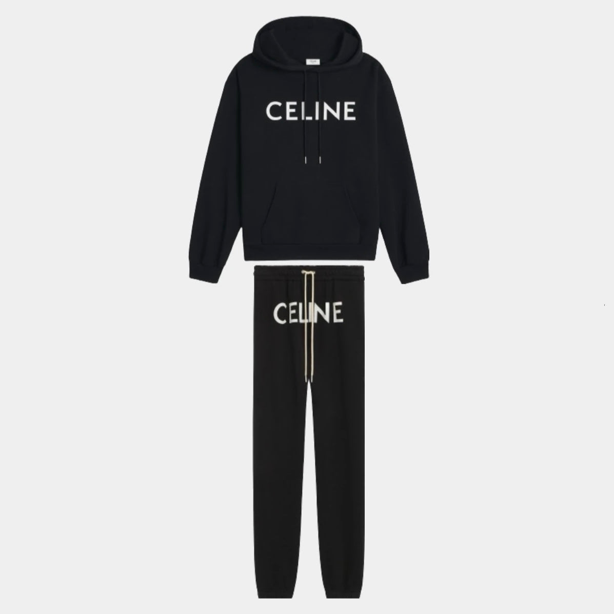 Celine Tracksuit In Cotton Fleece-Black/White