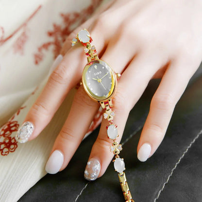 Elegant jade wristwatch for women