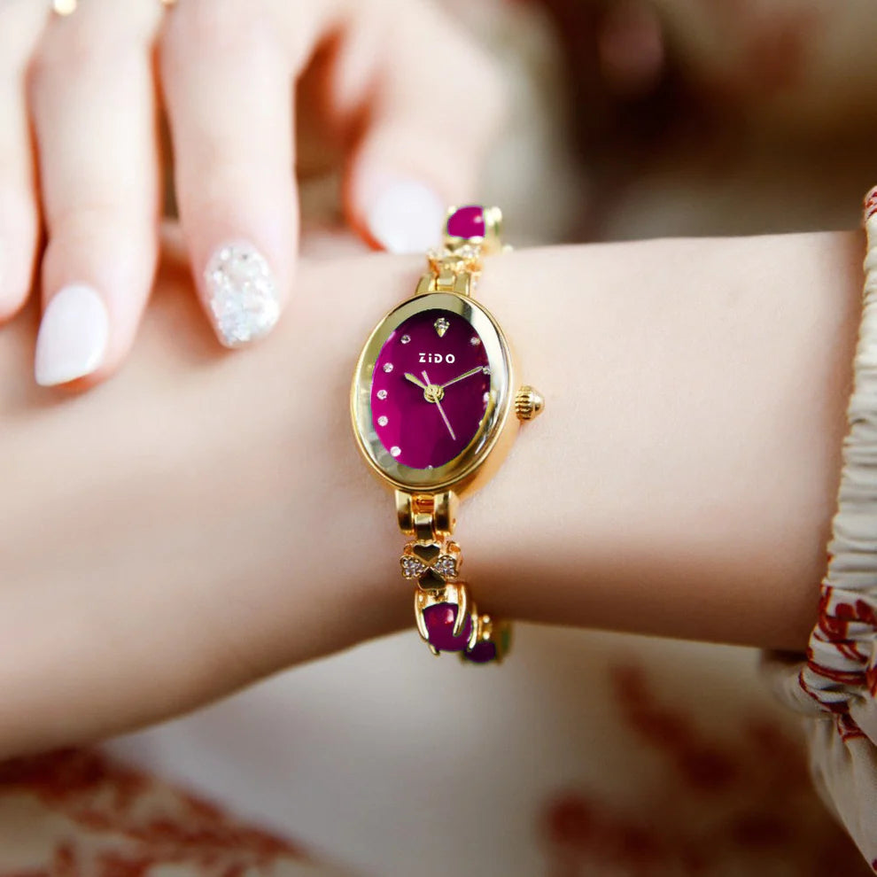 Elegant jade wristwatch for women