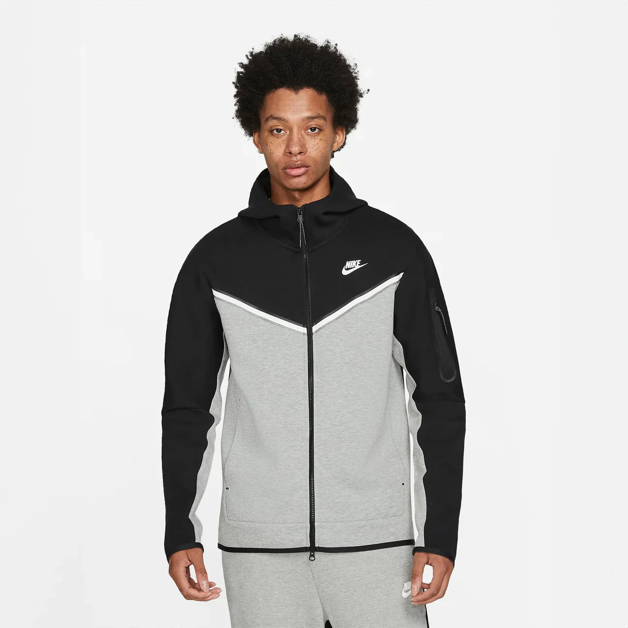 Nike Grey & Black Tech Fleece Hoodie