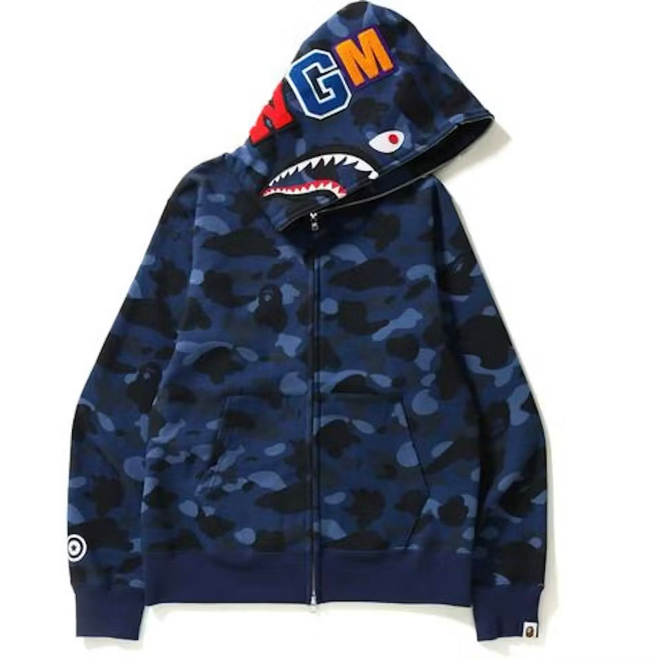 BAPE Color Camo Shark Full Zip Hoodie Blue