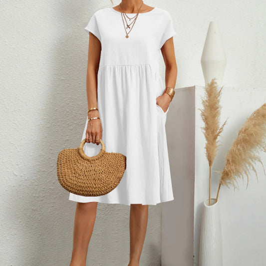 Cotton Round Neck Dress for Women