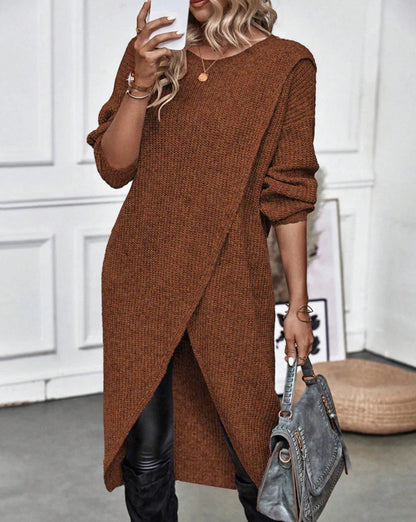 Irregular Hem Solid Color Sweater Dress