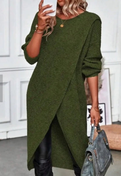 Irregular Hem Solid Color Sweater Dress