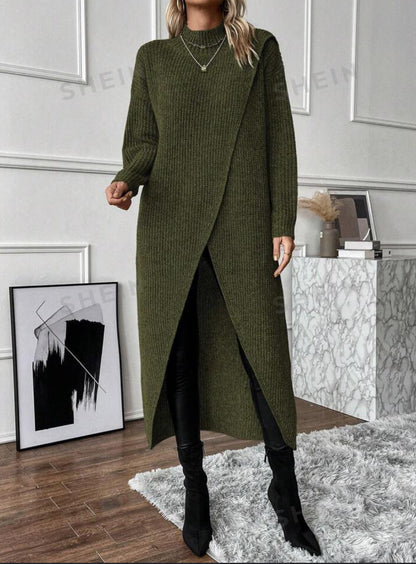 Irregular Hem Solid Color Sweater Dress