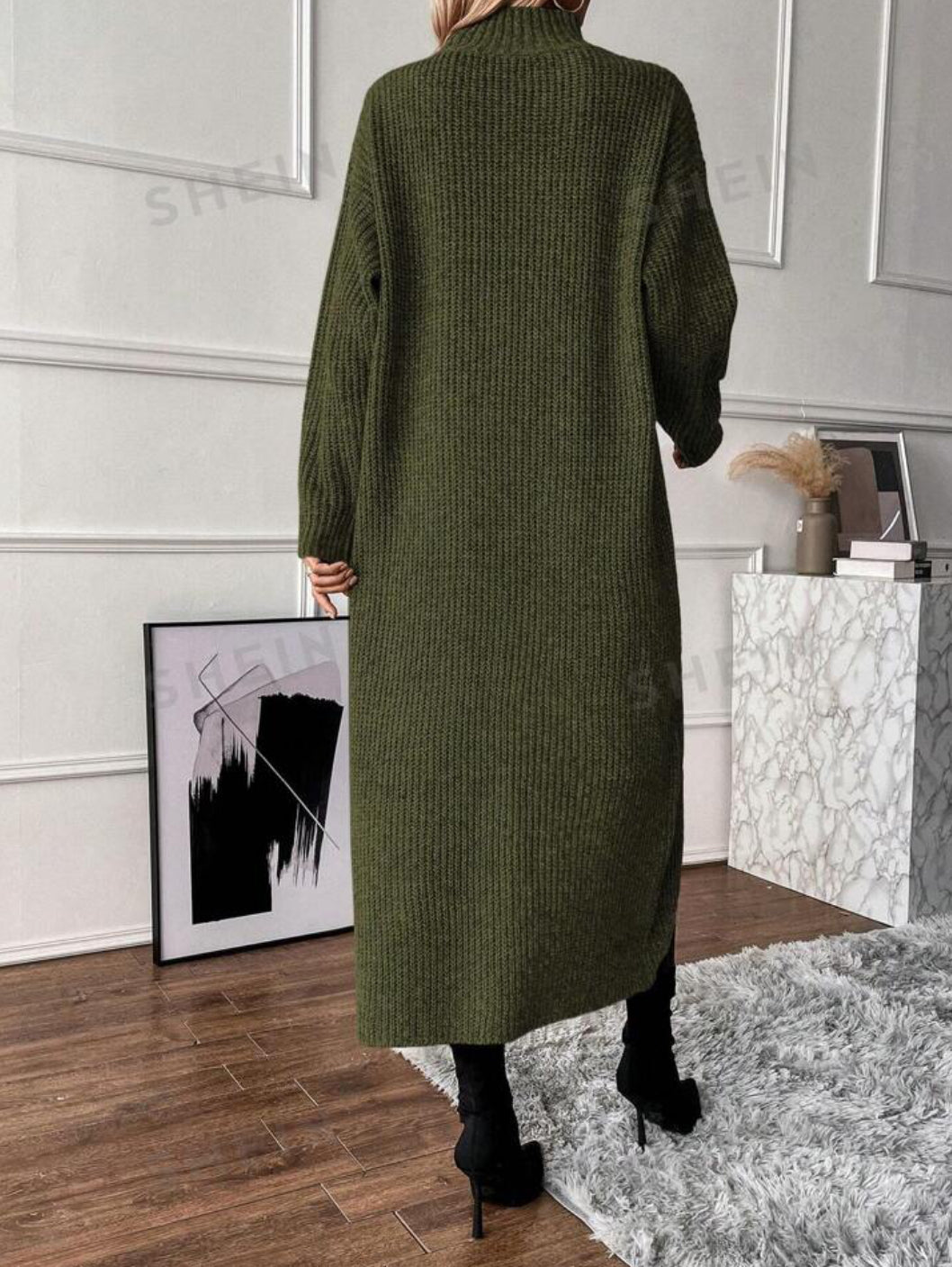 Irregular Hem Solid Color Sweater Dress