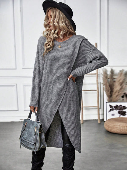 Irregular Hem Solid Color Sweater Dress