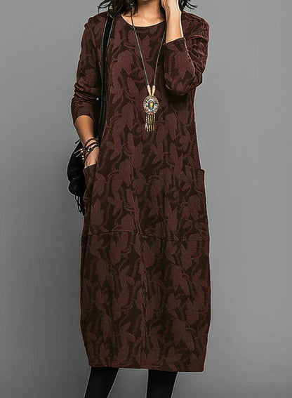 Adel - Long sleeve print pocket dress