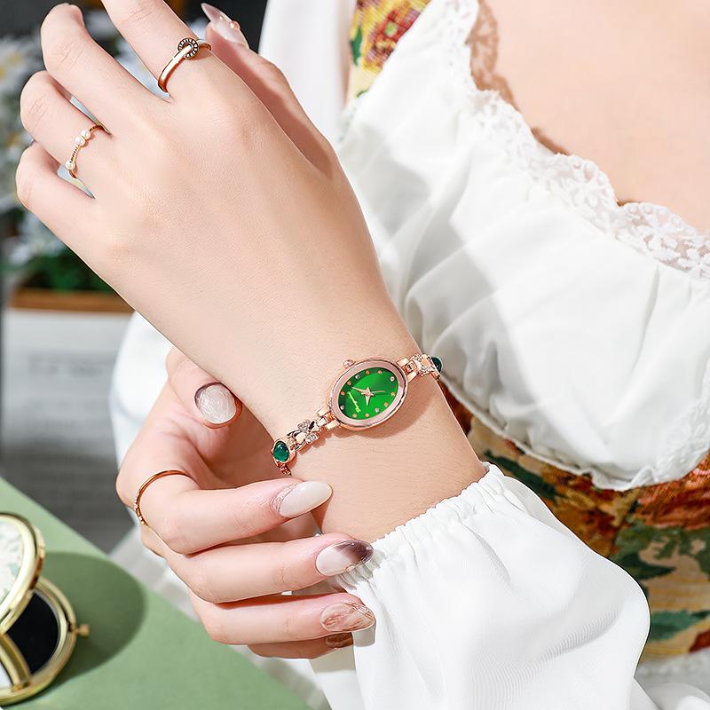 Elegant jade wristwatch for women