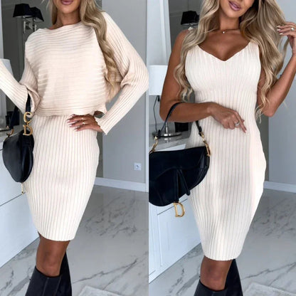 Sleeveless dress with free sweater