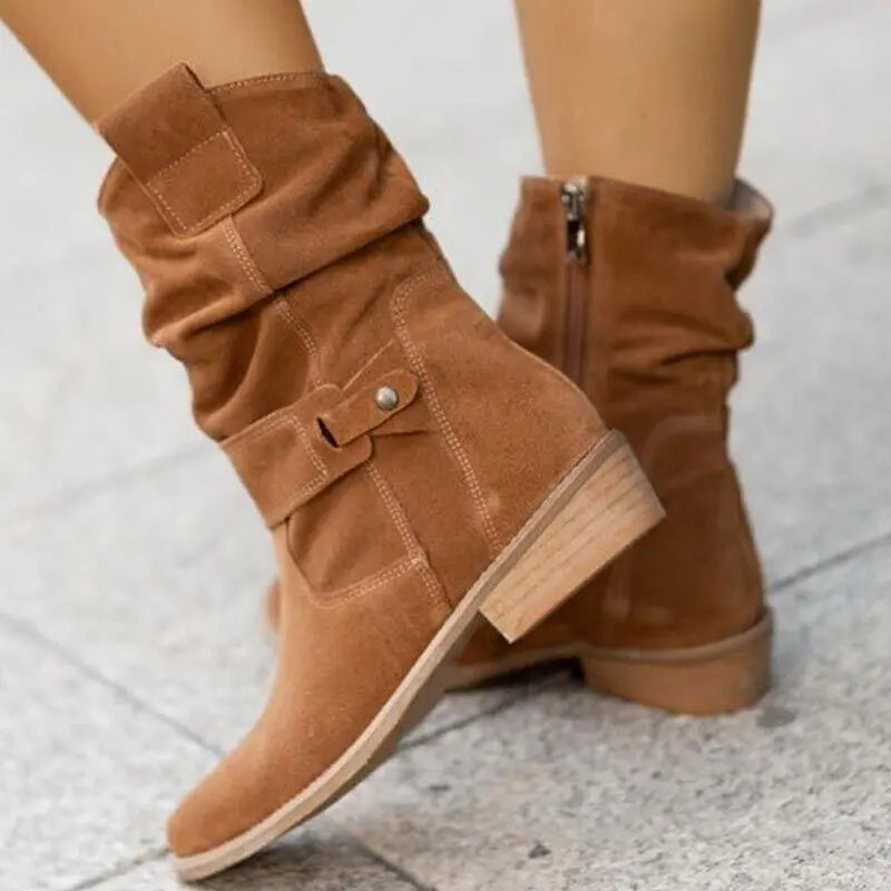 Avice | Short brown low heel boots