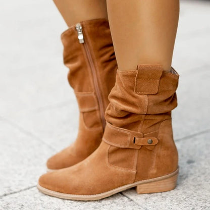 Avice | Short brown low heel boots