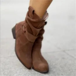 Avice | Short brown low heel boots