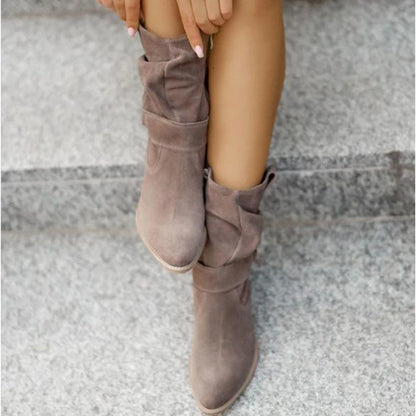 Avice | Short brown low heel boots