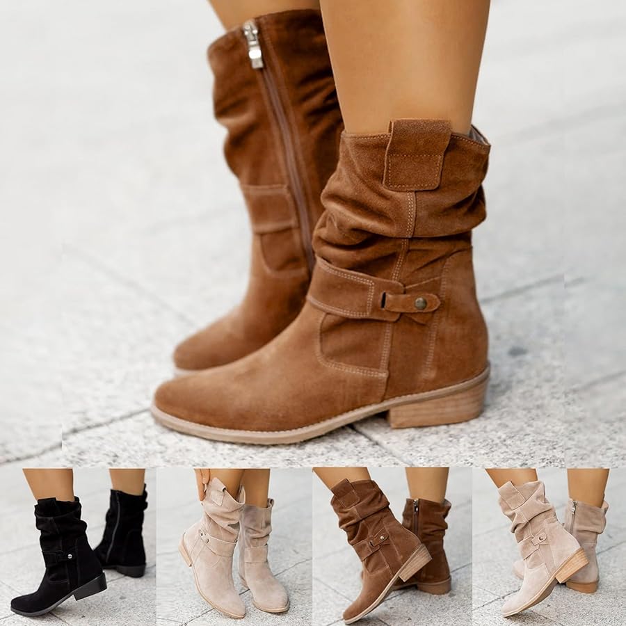 Avice | Short brown low heel boots