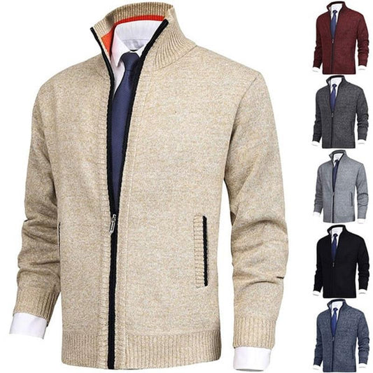 Solid Men's Color™ Stand Collar Fashionable Open Cardigan