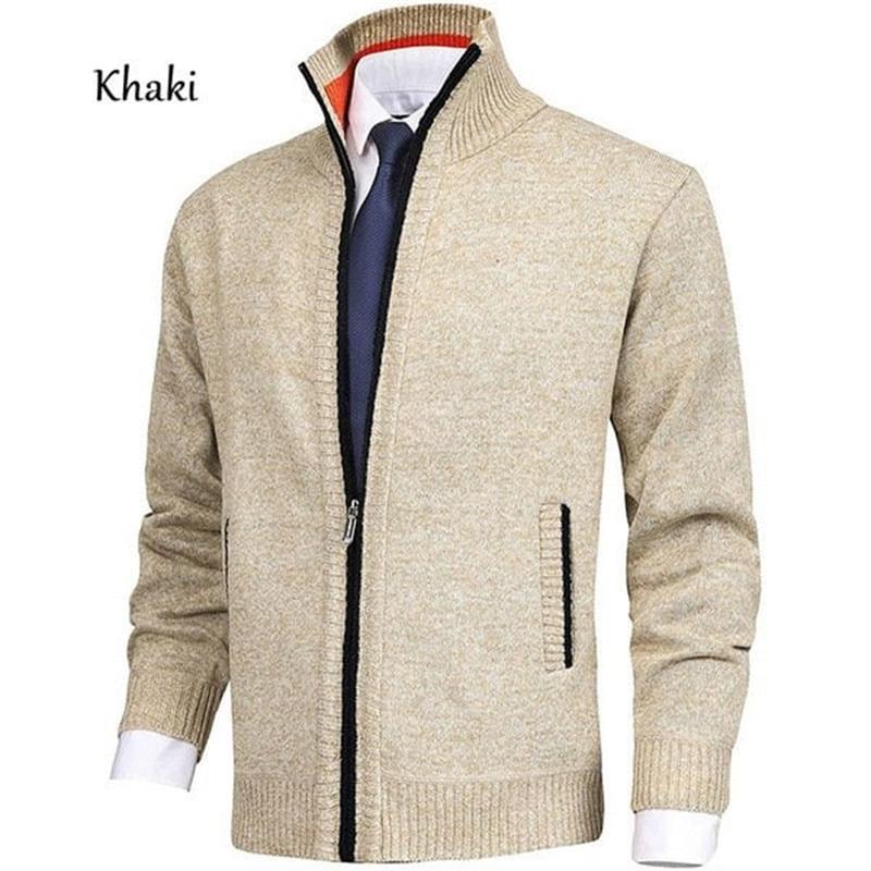 Solid Men's Color™ Stand Collar Fashionable Open Cardigan