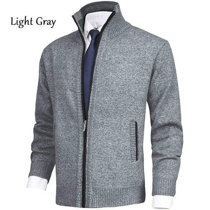 Solid Men's Color™ Stand Collar Fashionable Open Cardigan