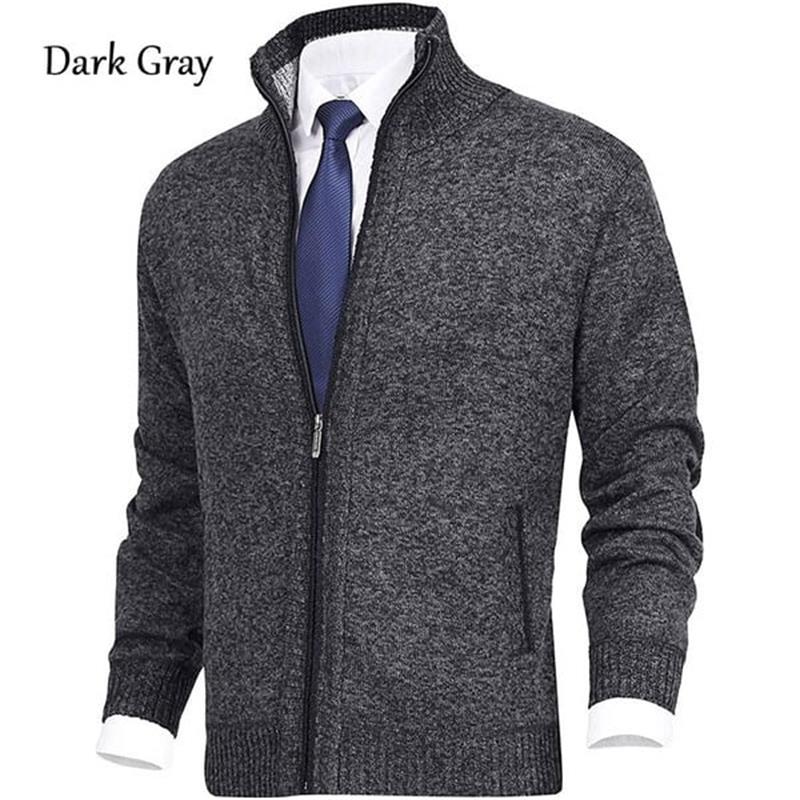 Solid Men's Color™ Stand Collar Fashionable Open Cardigan