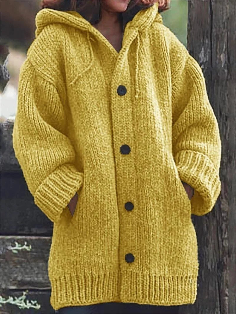 2023 NEW Long Oversized Hooded Knitted Cardigan