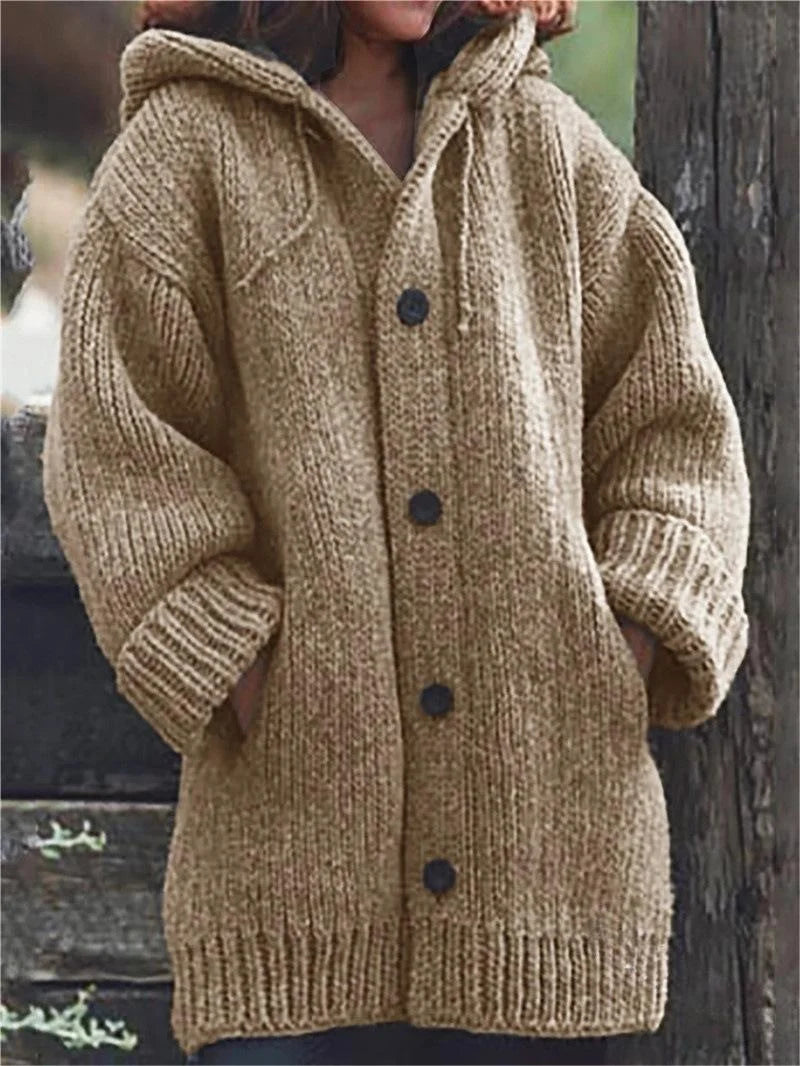 2023 NEW Long Oversized Hooded Knitted Cardigan