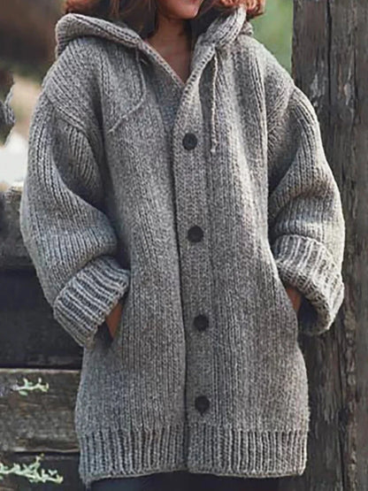 2023 NEW Long Oversized Hooded Knitted Cardigan