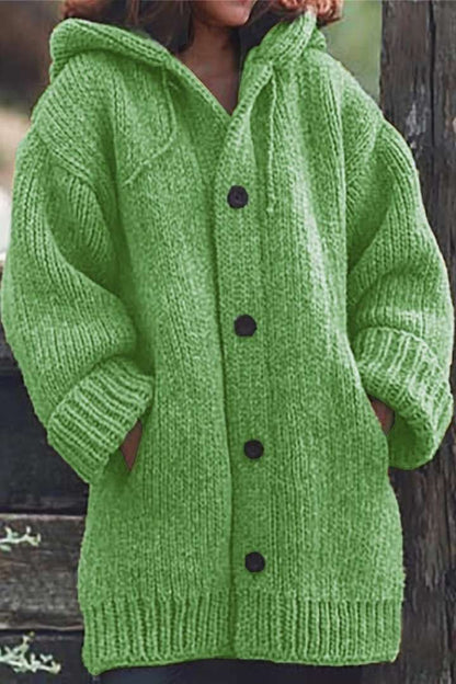 2023 NEW Long Oversized Hooded Knitted Cardigan