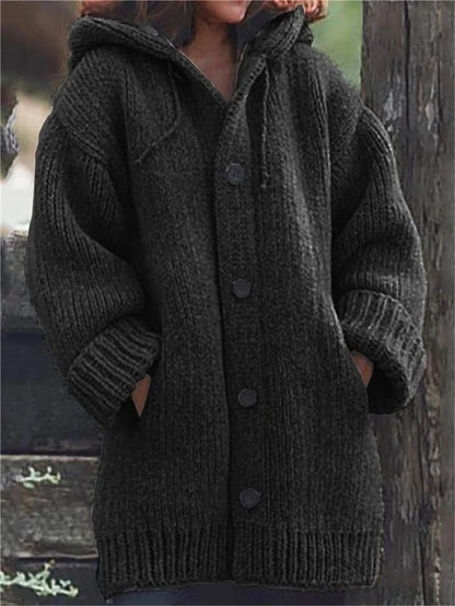 2023 NEW Long Oversized Hooded Knitted Cardigan